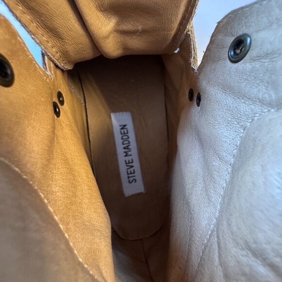 Steve Madden Stampede Sneaker Boots Size 7 Tan Cream Chunky - Picture 12 of 14